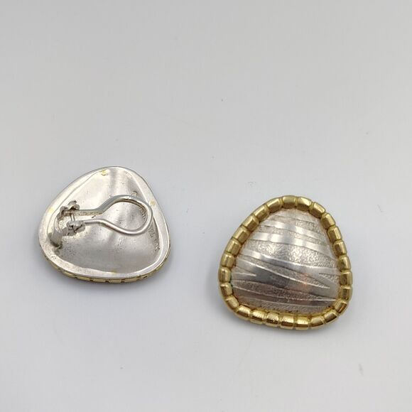 Vintage Jane Bohan Sterling Silver 925 18K Gold Clip On Modernist Earrings Rare - Picture 7 of 13